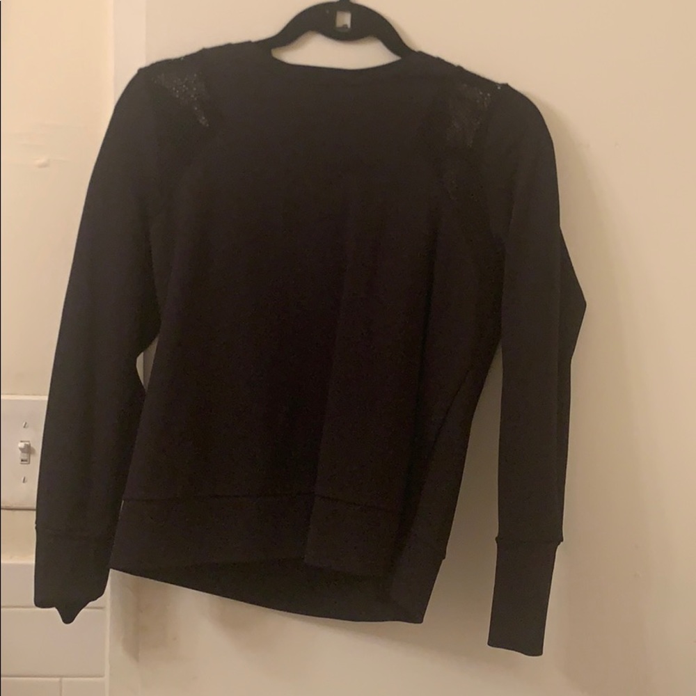 banana chic black mesh shoulder top